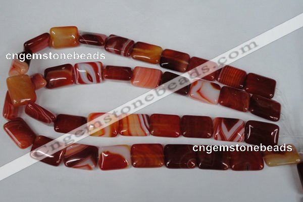 CAG3255 15.5 inches 15*20mm rectangle red line agate beads