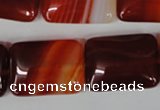 CAG3256 15.5 inches 18*25mm rectangle red line agate beads