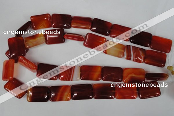 CAG3256 15.5 inches 18*25mm rectangle red line agate beads