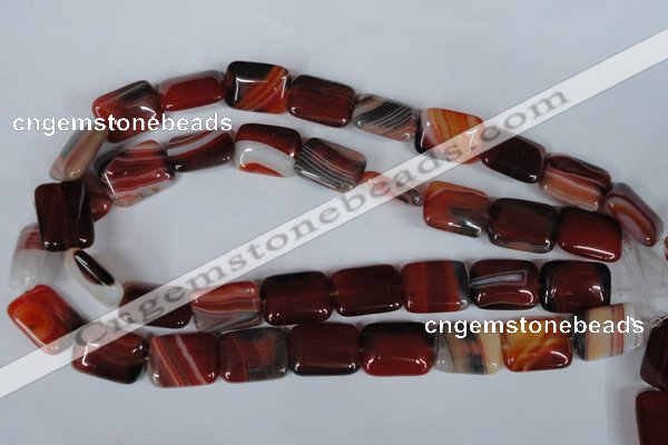 CAG3264 15.5 inches 15*20mm rectangle red line agate beads