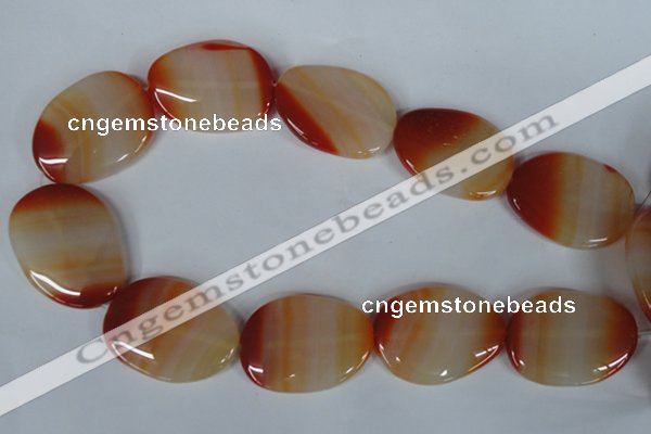 CAG3269 15.5 inches 28*40mm freeform red line agate beads