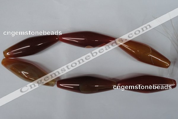 CAG3278 15.5 inches 20*60mm rice red line agate beads