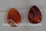 CAG3288 Top-drilled 18*25mm flat teardrop red line agate beads