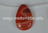 CAG3289 Top-drilled 20*30mm flat teardrop red line agate beads