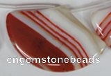 CAG3295 Top-drilled 35*55mm sector red line agate beads