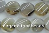 CAG3315 15.5 inches 16mm twisted coin natural grey agate beads