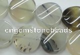 CAG3316 15.5 inches 18mm twisted coin natural grey agate beads