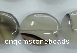 CAG3326 15.5 inches 20*30mm oval natural grey agate beads