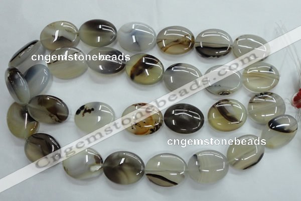 CAG3326 15.5 inches 20*30mm oval natural grey agate beads