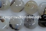 CAG3334 15.5 inches 16mm flat round natural grey agate beads