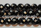 CAG3352 15.5 inches 8mm carved round black agate beads wholesale