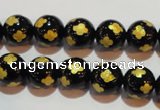 CAG3362 15.5 inches 8mm carved round black agate beads wholesale