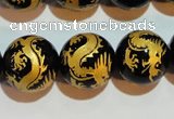 CAG3383 15.5 inches 16mm carved round black agate beads wholesale