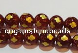 CAG3394 15.5 inches 8mm carved round red agate beads wholesale