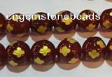 CAG3395 15.5 inches 10mm carved round red agate beads wholesale