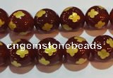 CAG3396 15.5 inches 12mm carved round red agate beads wholesale