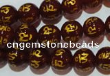CAG3402 15.5 inches 10mm carved round red agate beads wholesale