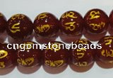 CAG3403 15.5 inches 12mm carved round red agate beads wholesale