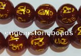 CAG3405 15.5 inches 16mm carved round red agate beads wholesale