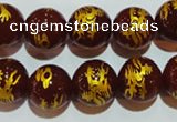 CAG3412 15.5 inches 16mm carved round red agate beads wholesale