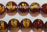 CAG3417 15.5 inches 16mm carved round red agate beads wholesale