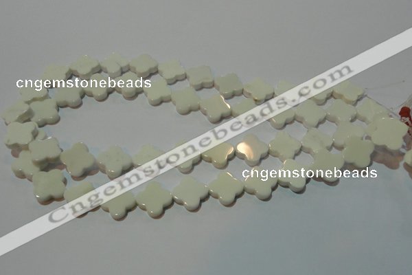 CAG3426 15.5 inches 16*16mm flower white agate gemstone beads