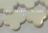 CAG3429 15.5 inches 25*25mm flower white agate gemstone beads