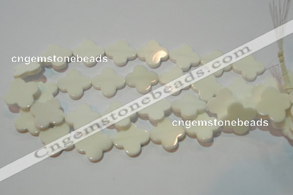 CAG3429 15.5 inches 25*25mm flower white agate gemstone beads
