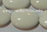 CAG3435 15.5 inches 22*30mm oval white agate gemstone beads