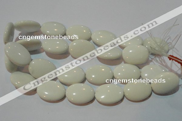 CAG3435 15.5 inches 22*30mm oval white agate gemstone beads