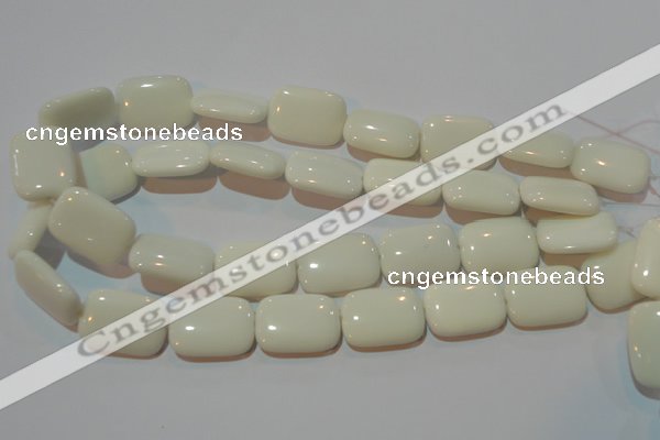 CAG3441 15.5 inches 18*25mm rectangle white agate gemstone beads