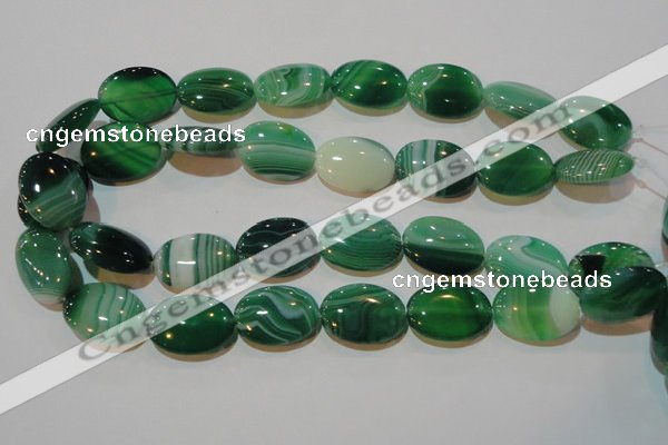 CAG3463 15.5 inches 18*25mm oval green line agate beads
