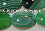 CAG3465 15.5 inches 22*30mm oval green line agate beads