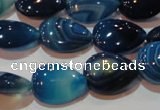 CAG3470 15.5 inches 13*18mm flat teardrop blue line agate beads