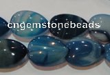 CAG3471 15.5 inches 15*20mm flat teardrop blue line agate beads