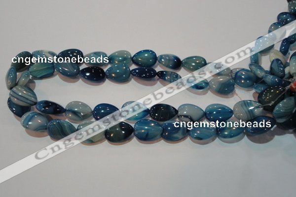 CAG3471 15.5 inches 15*20mm flat teardrop blue line agate beads