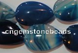 CAG3472 15.5 inches 18*25mm flat teardrop blue line agate beads