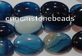 CAG3480 15.5 inches 13*18mm oval blue line agate beads