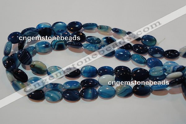 CAG3480 15.5 inches 13*18mm oval blue line agate beads