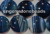 CAG3490 15.5 inches 20mm flat round blue line agate beads