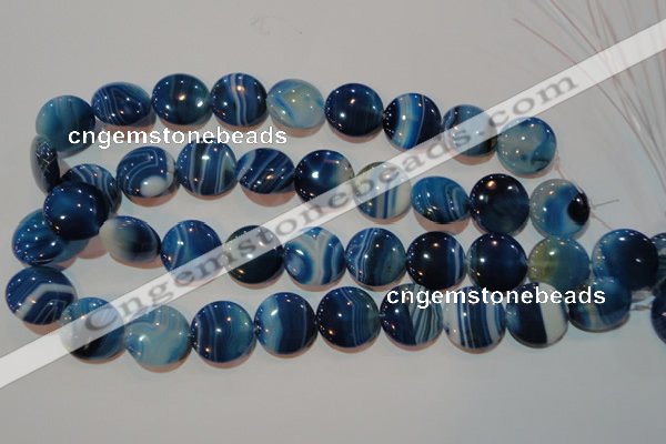 CAG3490 15.5 inches 20mm flat round blue line agate beads