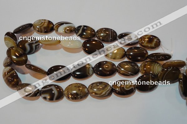 CAG3496 15.5 inches 18*25mm oval brown line agate beads