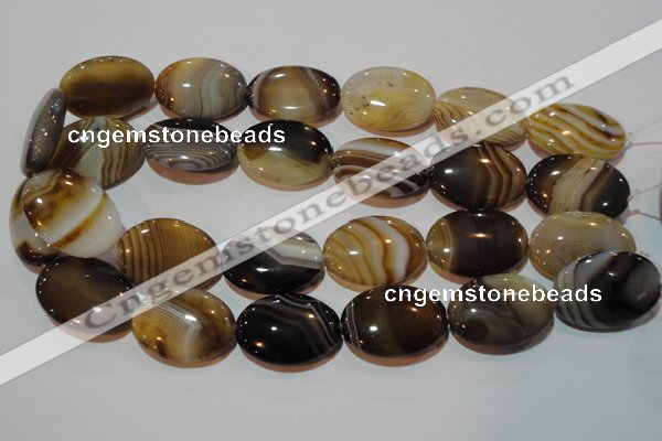CAG3498 15.5 inches 22*30mm oval brown line agate beads