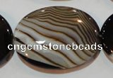 CAG3500 15.5 inches 30*40mm oval brown line agate beads