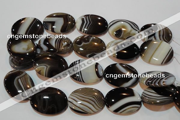 CAG3500 15.5 inches 30*40mm oval brown line agate beads