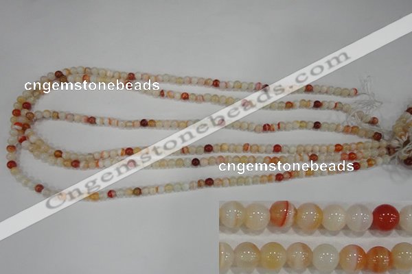 CAG3585 15.5 inches 4mm round red line agate beads wholesale