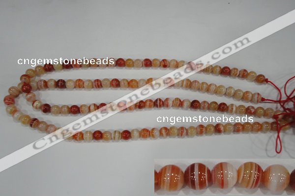 CAG3587 15.5 inches 8mm round red line agate beads wholesale