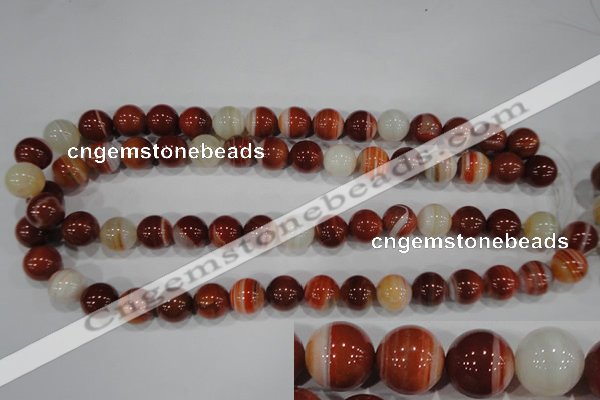 CAG3589 15.5 inches 12mm round red line agate beads wholesale