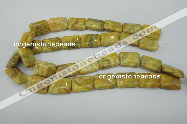 CAG3624 15.5 inches 18*25mm rectangle yellow crazy lace agate beads