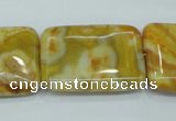 CAG3625 15.5 inches 22*30mm rectangle yellow crazy lace agate beads